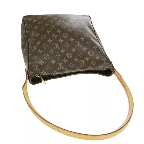 LOUIS VUITTON Logo Looping GM Shoulder Bag Monogram Leather Brown M51145 89FA801